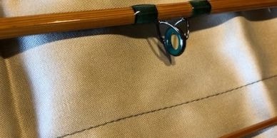 Bamboo fly rod cork grip detail